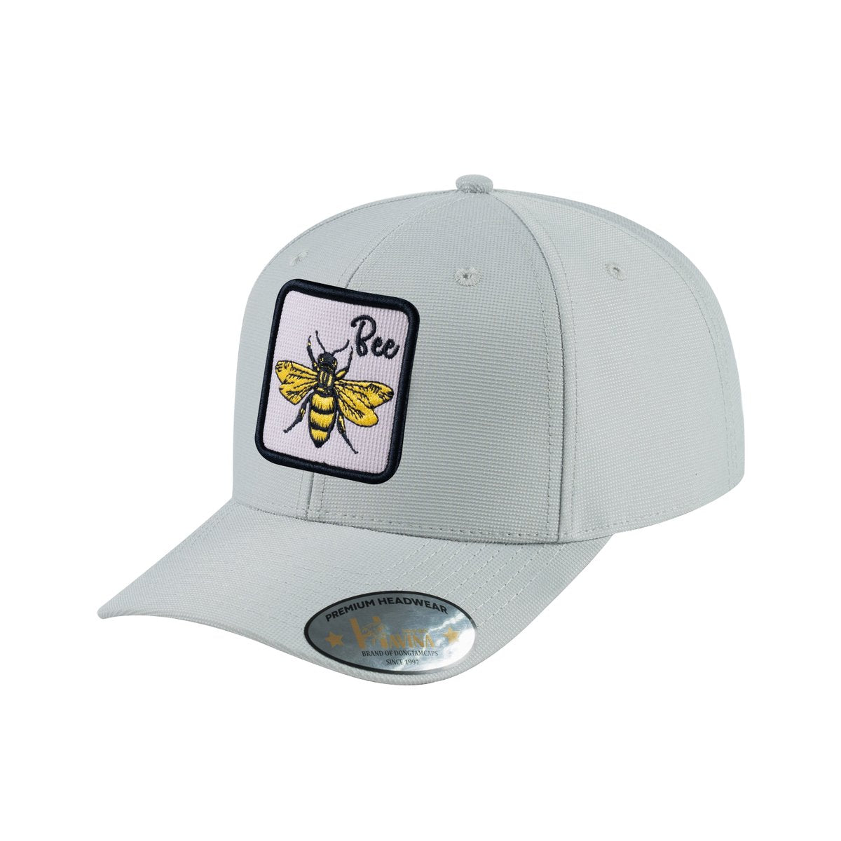 Unisex V2 Embroidered The Bee, 6-Panel Baseball Cap, Light Grey/Light Grey, Adjustable Fit