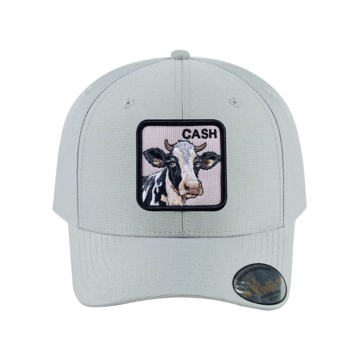Unisex V2 Embroidered The Cow, 6-Panel Baseball Cap, Light Grey/Light Grey, Adjustable Fit