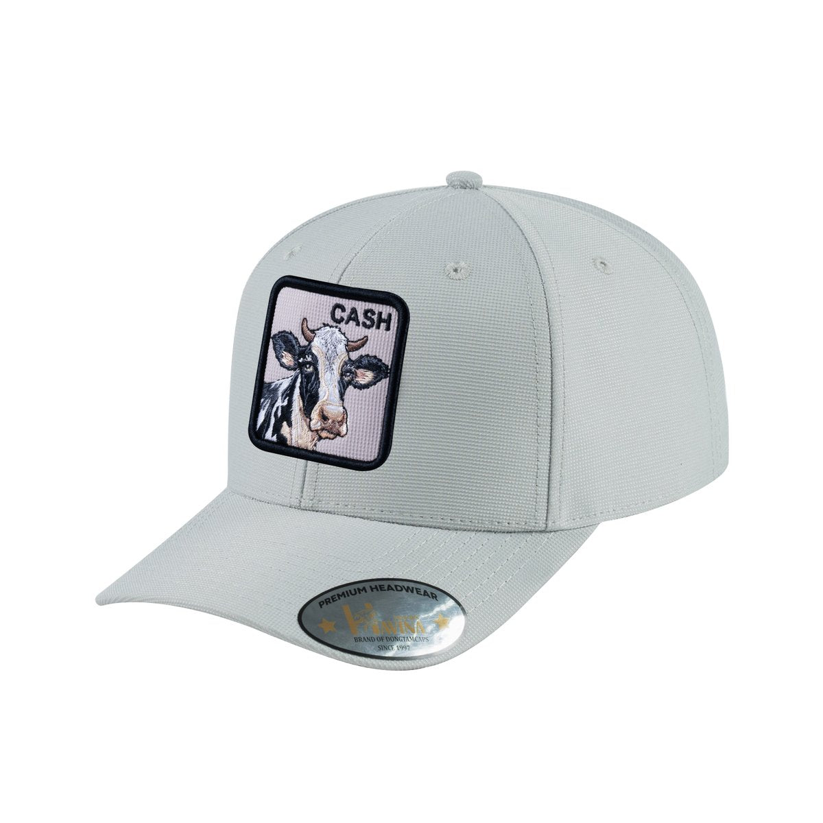 Unisex V2 Embroidered The Cow, 6-Panel Baseball Cap, Light Grey/Light Grey, Adjustable Fit