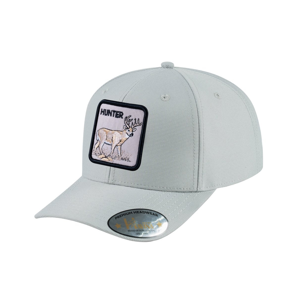 Unisex V2 Embroidered The Hunter, 6-Panel Baseball Cap, Light Grey/Light Grey, Adjustable Fit