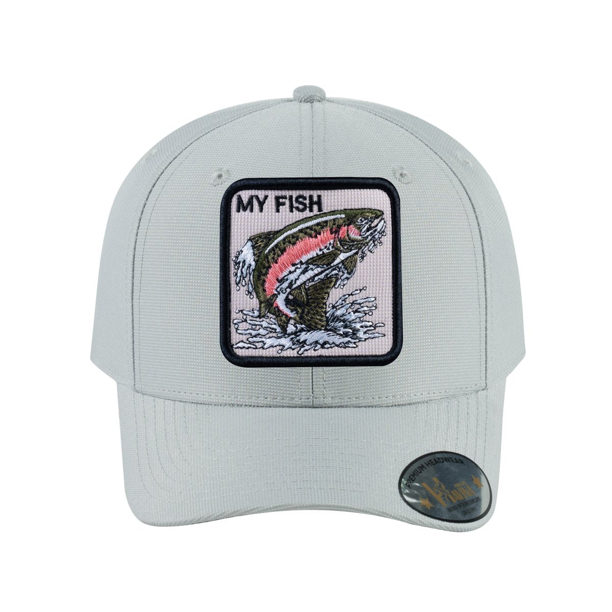 Unisex V2 Embroidered The Salmon, 6-Panel Baseball Cap, Light Grey/Light Grey, Adjustable Fit