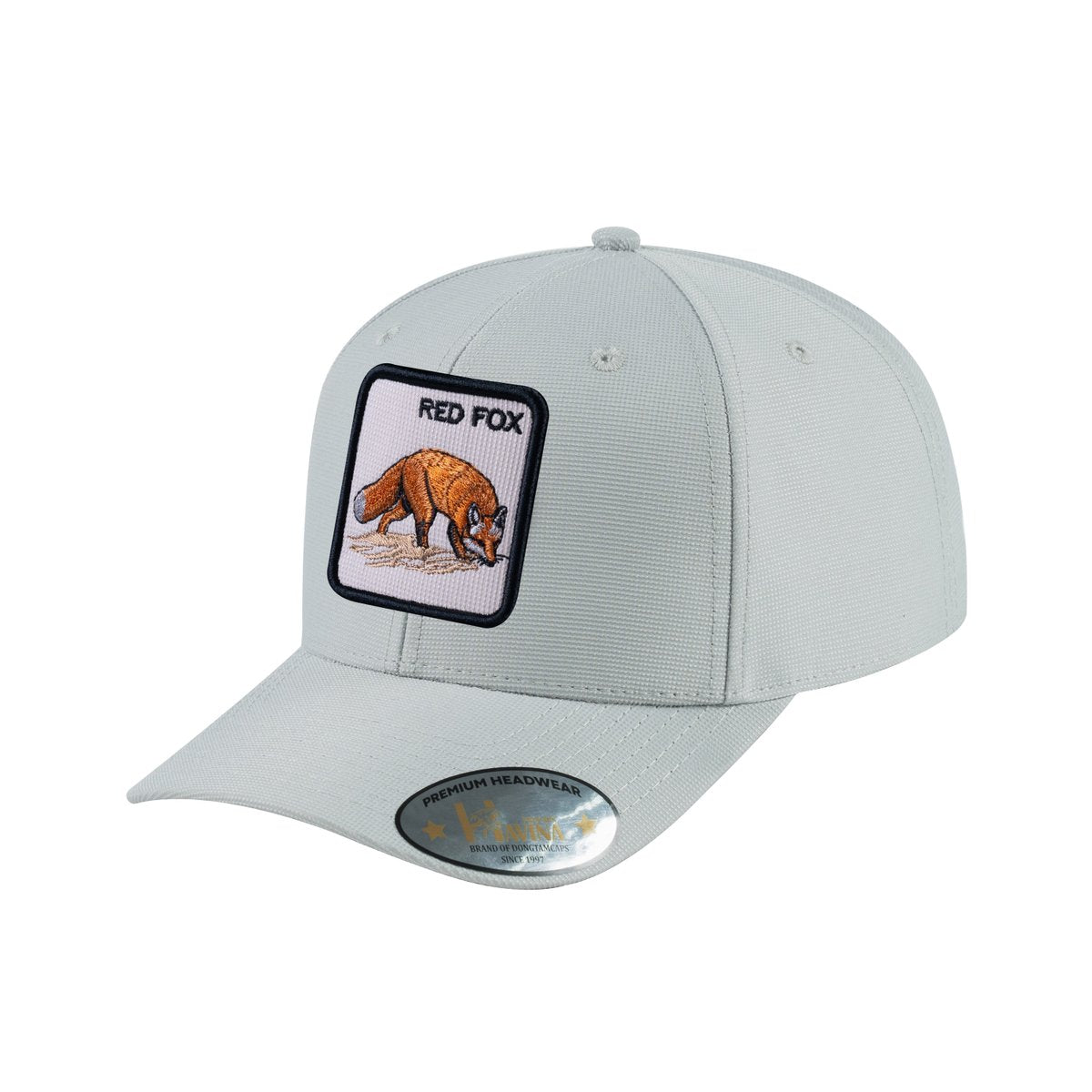 Unisex V2 Embroidered The Red Fox, 6-Panel Baseball Cap, Light Grey/Light Grey, Adjustable Fit