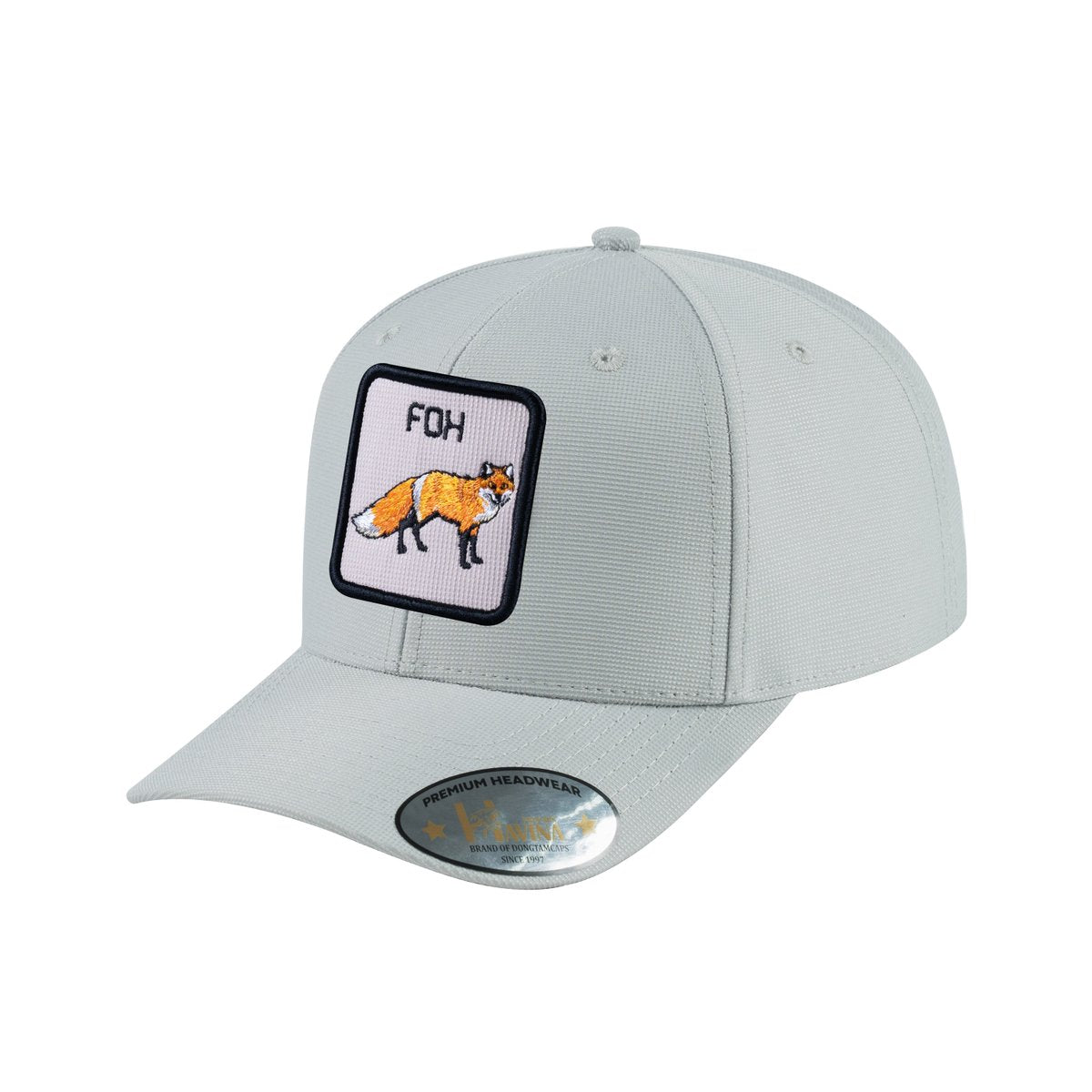 Unisex V2 Embroidered The Fox, 6-Panel Baseball Cap, Light Grey/Light Grey, Adjustable Fit