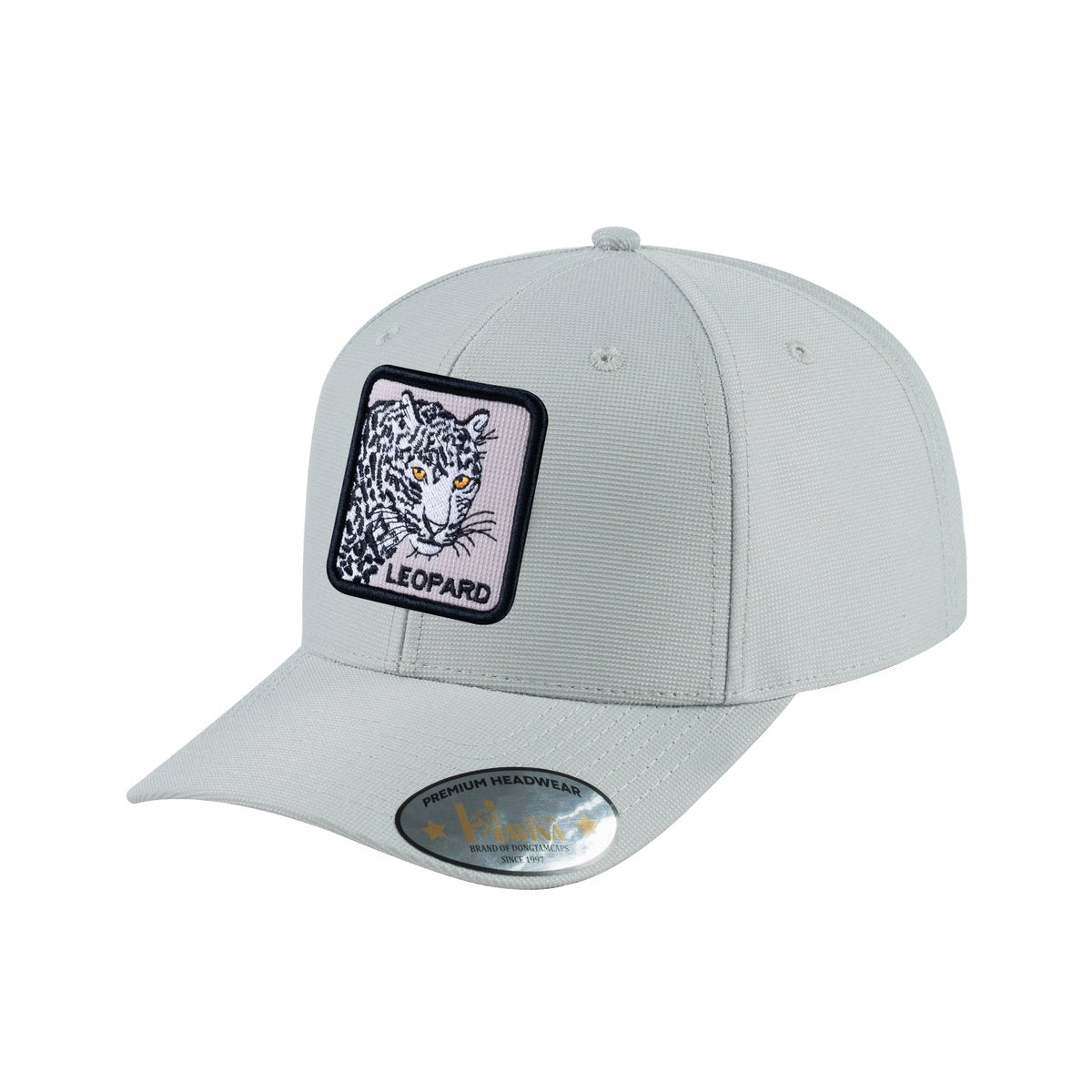 Unisex V2 Embroidered The Leopard, 6-Panel Baseball Cap, Light Grey/Light Grey, Adjustable Fit