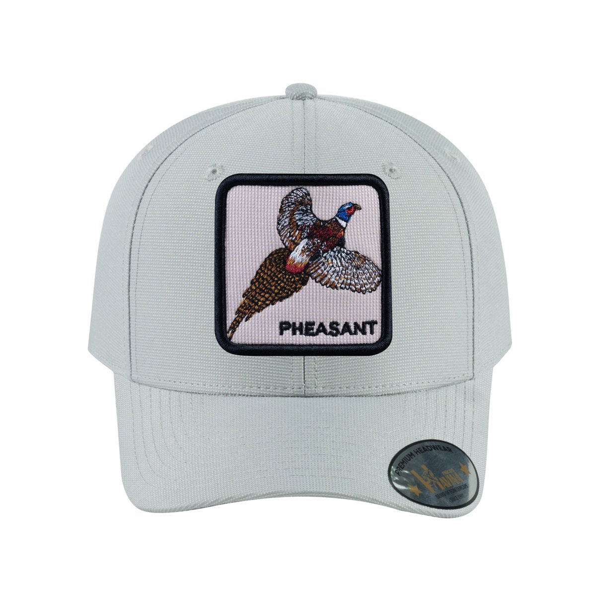 Unisex V2 Embroidered The Pheasant, 6-Panel Baseball Cap, Light Grey/Light Grey, Adjustable Fit