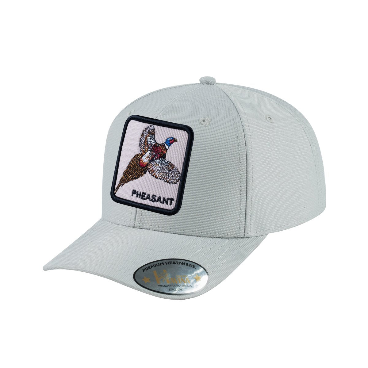 Unisex V2 Embroidered The Pheasant, 6-Panel Baseball Cap, Light Grey/Light Grey, Adjustable Fit