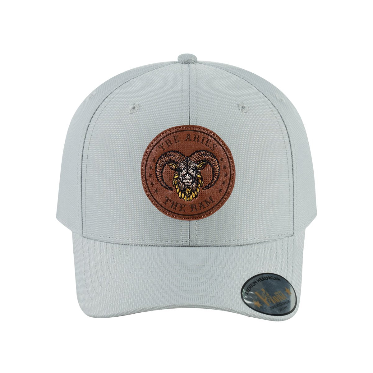 Unisex V2 Embroidered And Laser-Engraved Aries Zodiac (March 21, April 19), 6-Panel Baseball Cap, Light Grey/Light Grey, Adjustable Fit