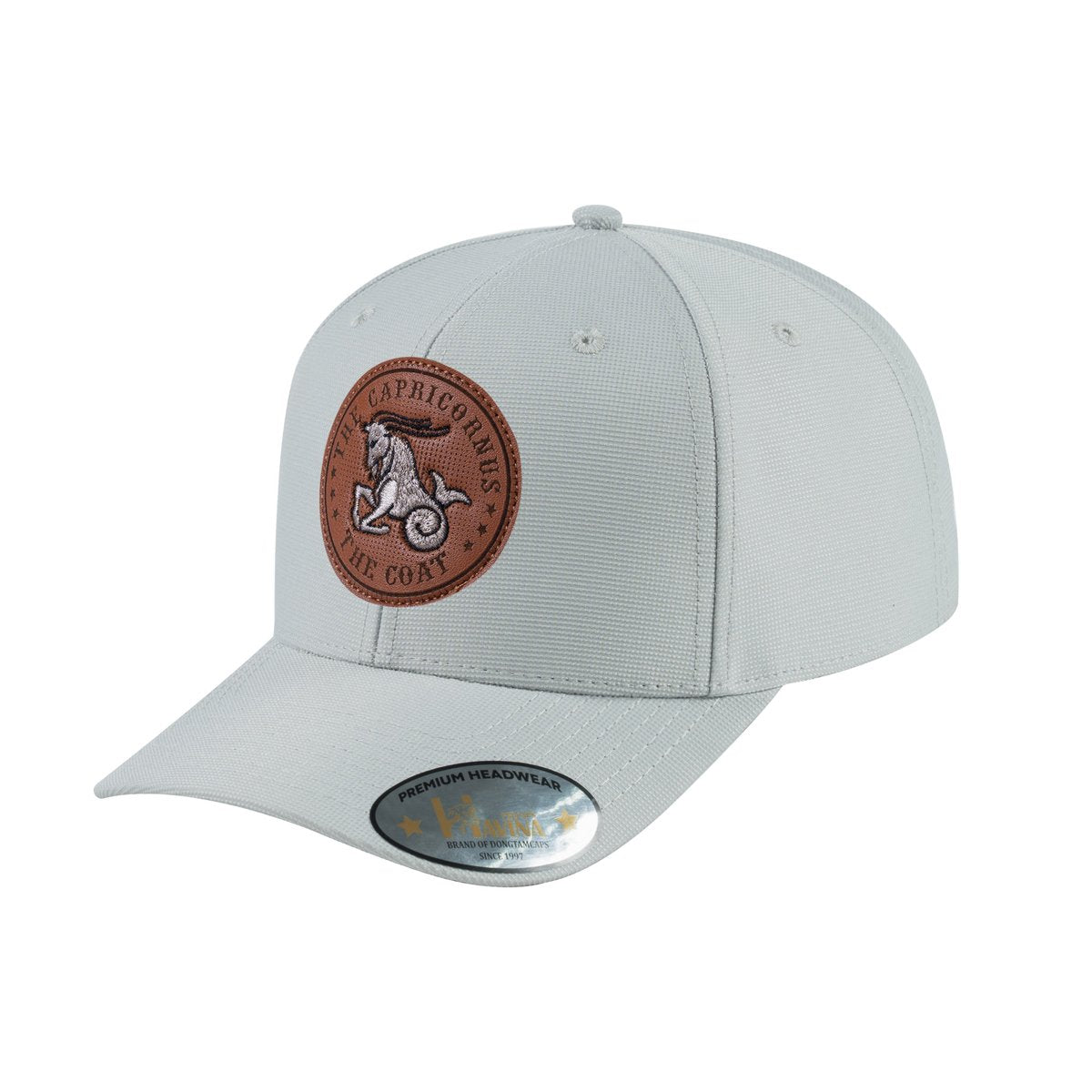 Unisex V2 Embroidered And Laser-Engraved Capricorn Zodiac (December 22, January 19), 6-Panel Baseball Cap, Light Grey/Light Grey, Adjustable Fit