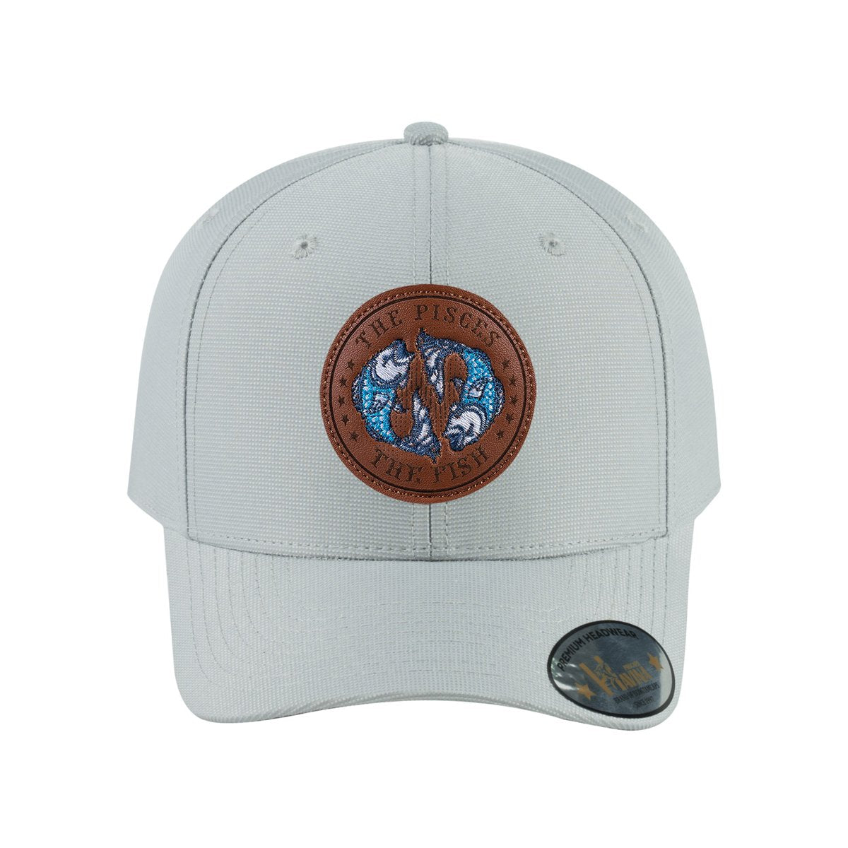 Unisex V2 Embroidered And Laser-Engraved Pisces Zodiac (February 19, March 20), 6-Panel Baseball Cap, Light Grey/Light Grey, Adjustable Fit