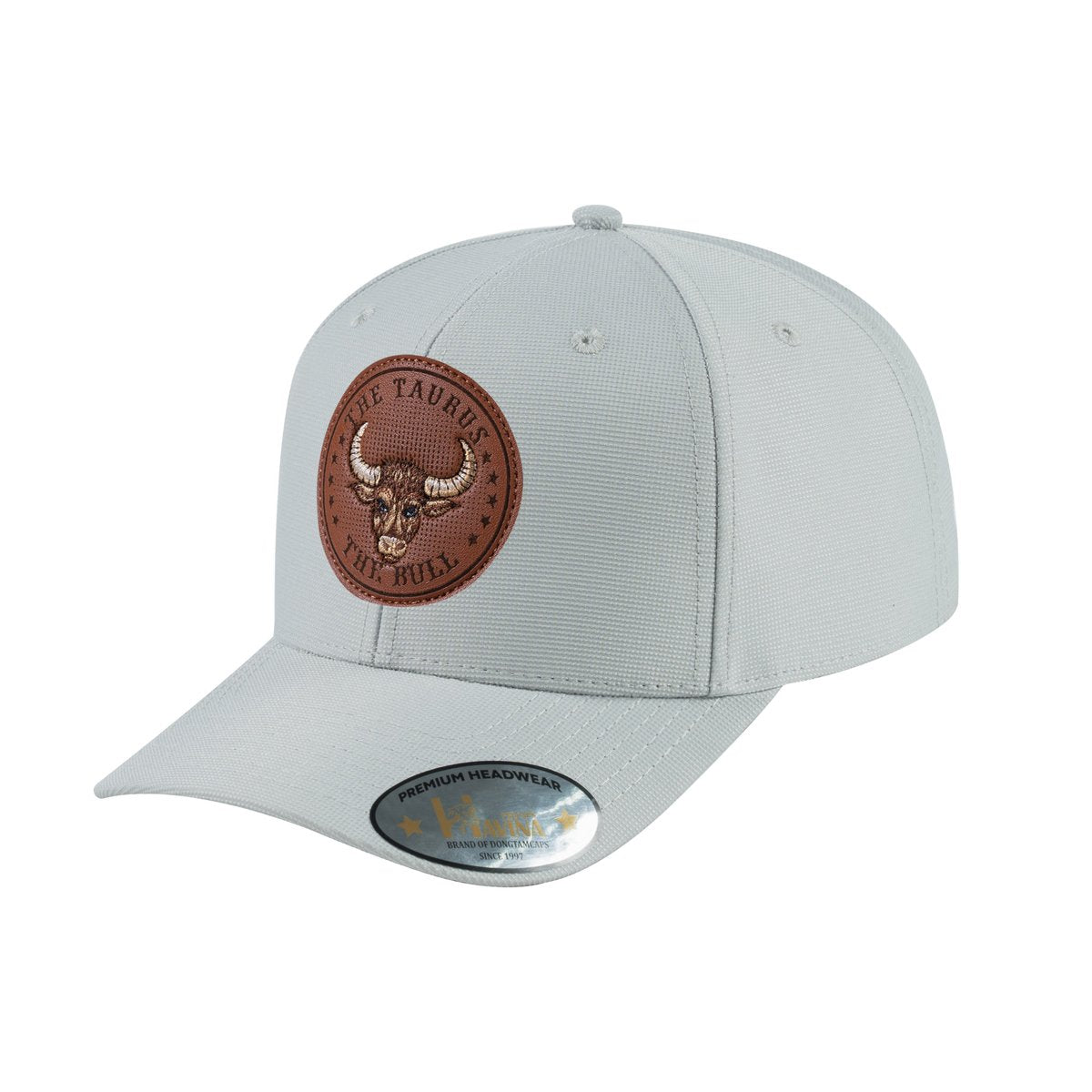 Unisex V2 Embroidered And Laser-Engraved Taurus Zodiac (April 20, May 20), 6-Panel Baseball Cap, Light Grey/Light Grey, Adjustable Fit