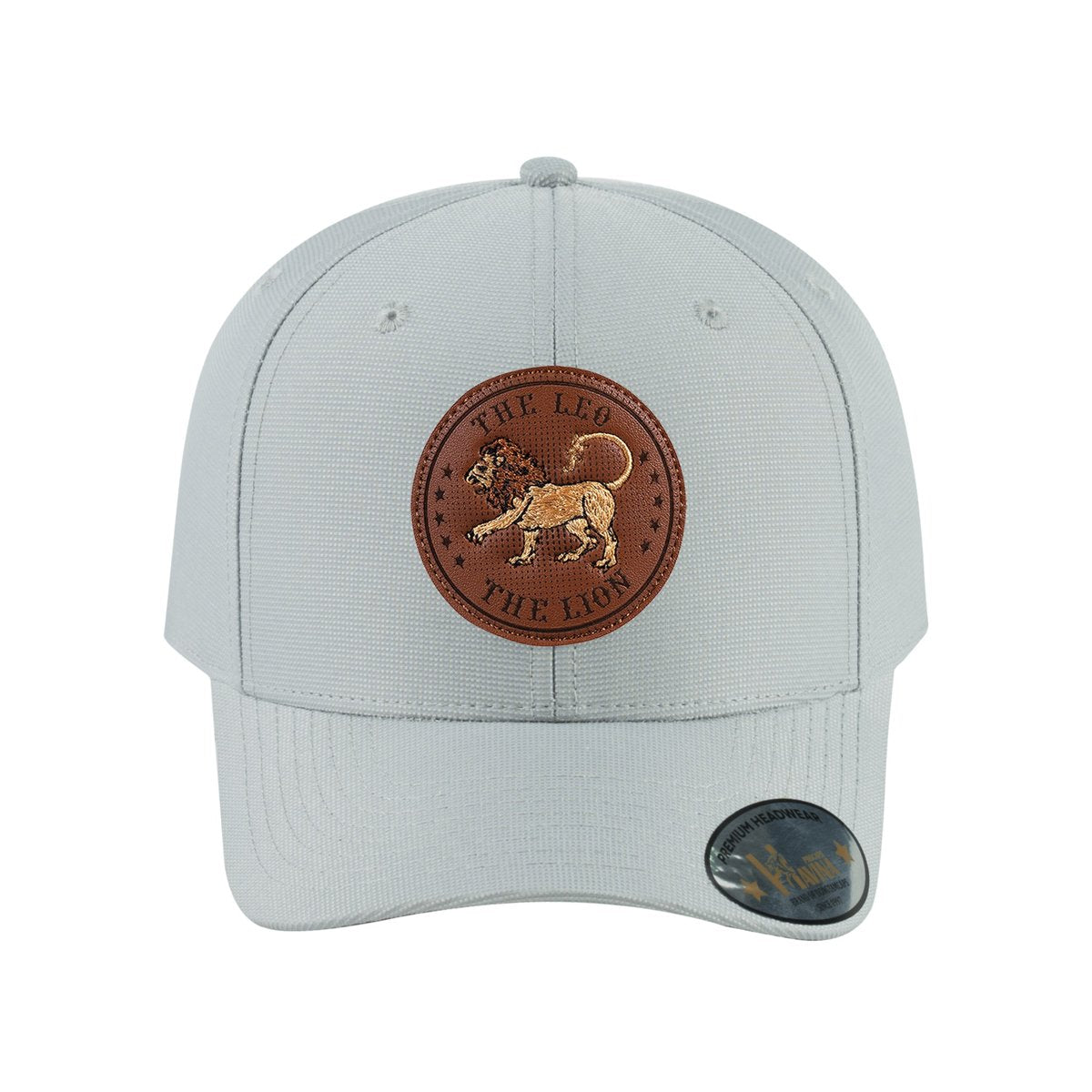 Unisex V2 Embroidered And Laser-Engraved Leo Zodiac (July 23, August 22), 6-Panel Baseball Cap, Light Grey/Light Grey, Adjustable Fit