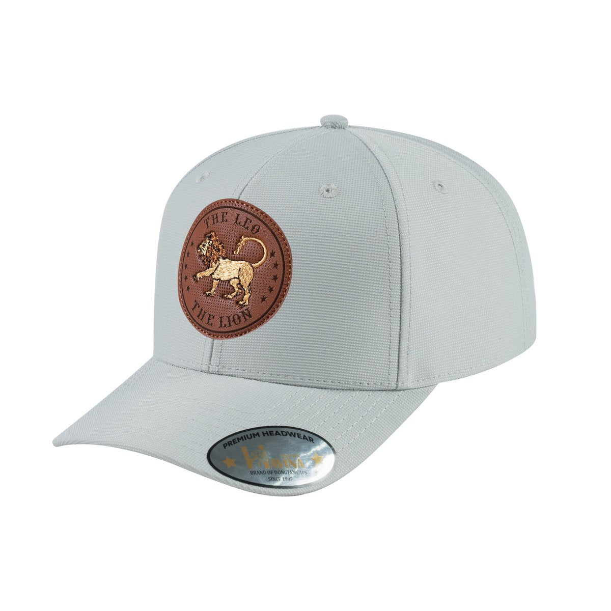 Unisex V2 Embroidered And Laser-Engraved Leo Zodiac (July 23, August 22), 6-Panel Baseball Cap, Light Grey/Light Grey, Adjustable Fit