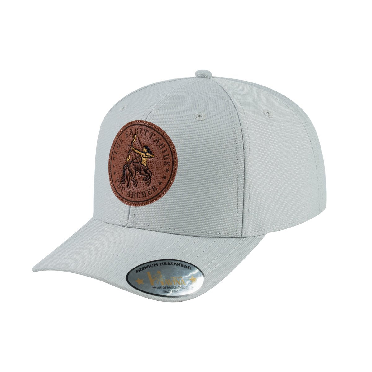 Unisex V2 Embroidered And Laser-Engraved Sagittarius Zodiac (November 22, December 21), 6-Panel Baseball Cap, Light Grey/Light Grey, Adjustable Fit