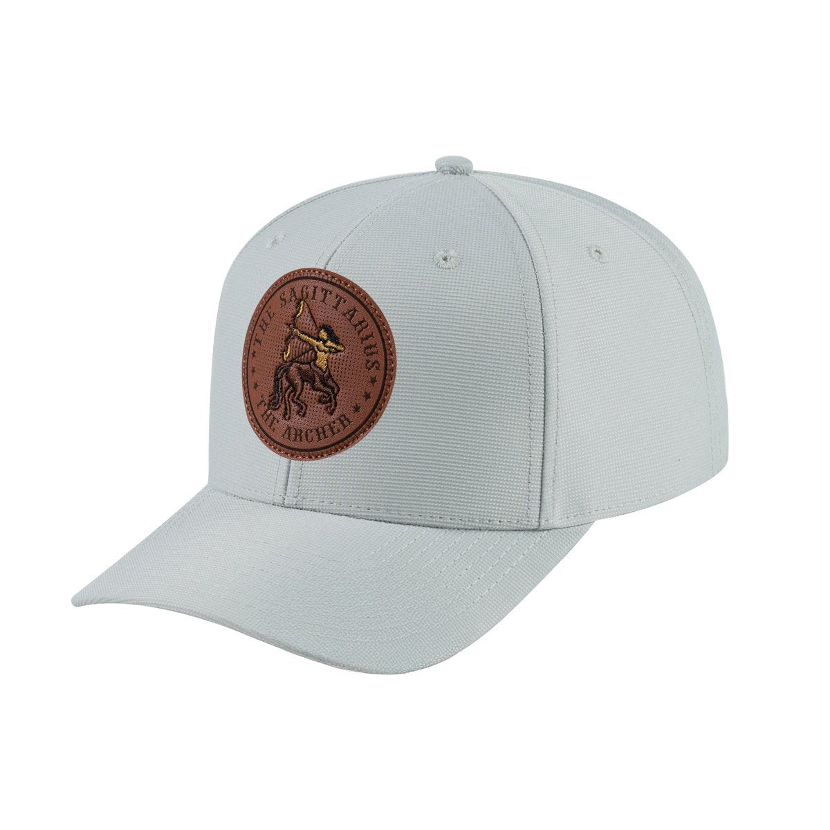 Unisex V2 Embroidered And Laser-Engraved Sagittarius Zodiac (November 22, December 21), 6-Panel Baseball Cap, Light Grey/Light Grey, Adjustable Fit