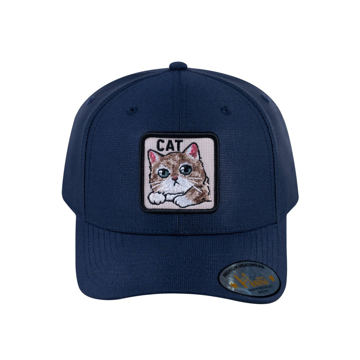 Unisex V2 Embroidered The Cat, 6-Panel Baseball Cap, Navy/Navy, Adjustable Fit