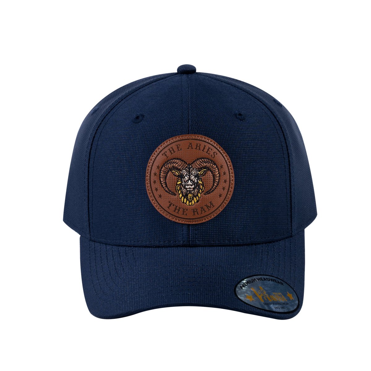 Unisex V2 Embroidered And Laser-Engraved Aries Zodiac (March 21, April 19), 6-Panel Baseball Cap, Navy/Navy, Adjustable Fit