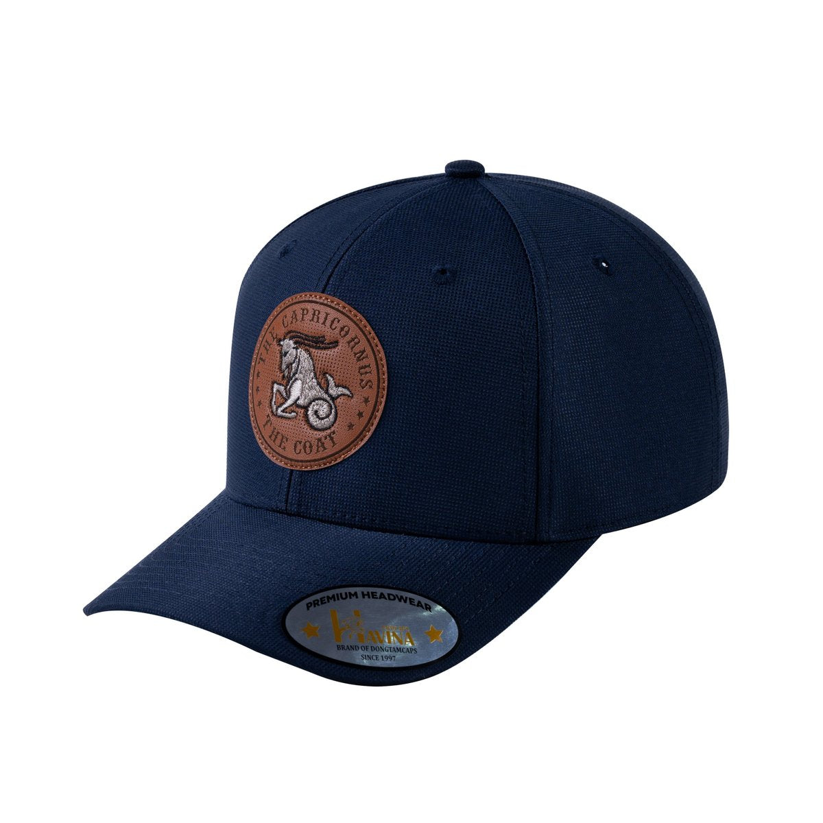 Unisex V2 Embroidered And Laser-Engraved Capricorn Zodiac (December 22, January 19), 6-Panel Baseball Cap, Navy/Navy, Adjustable Fit