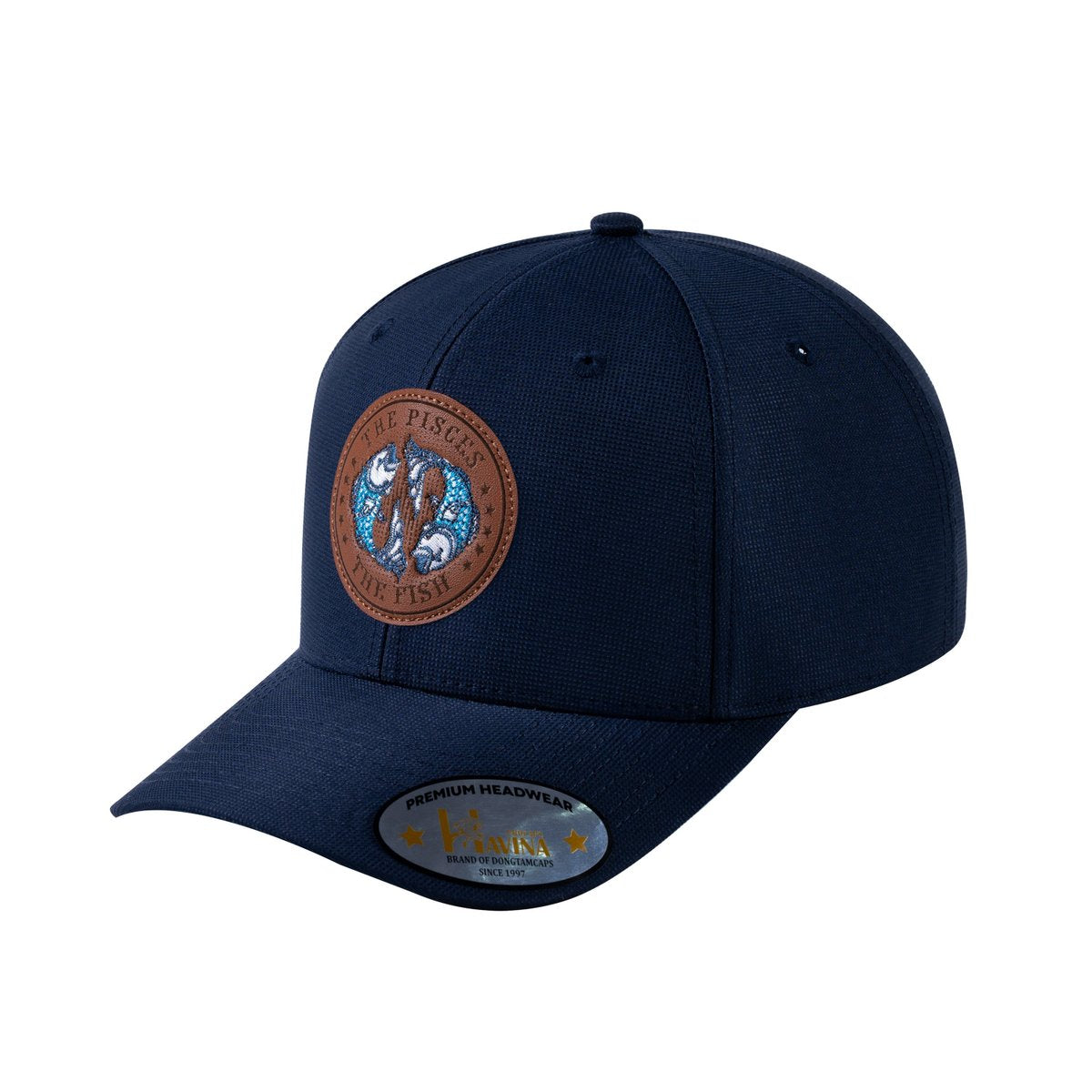Unisex V2 Embroidered And Laser-Engraved Pisces Zodiac (February 19, March 20), 6-Panel Baseball Cap, Navy/Navy, Adjustable Fit