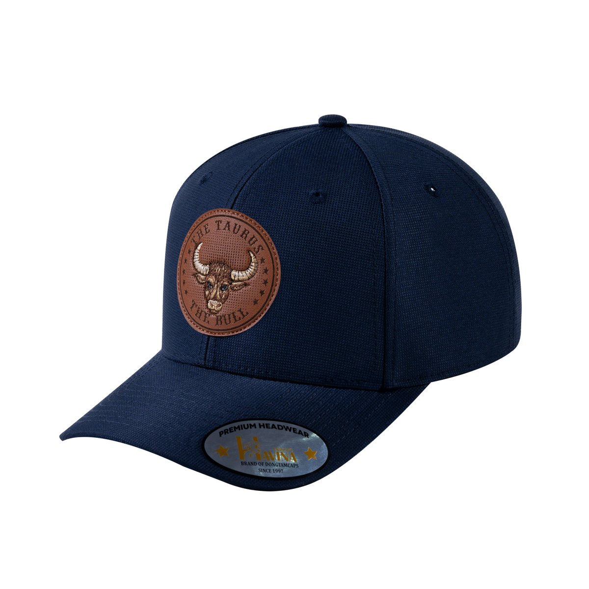 Unisex V2 Embroidered And Laser-Engraved Taurus Zodiac (April 20, May 20), 6-Panel Baseball Cap, Navy/Navy, Adjustable Fit