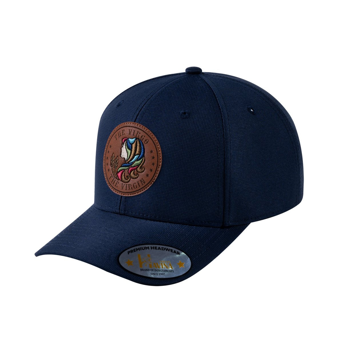 Unisex V2 Embroidered And Laser-Engraved Virgo Zodiac (August 23, September 22), 6-Panel Baseball Cap, Navy/Navy, Adjustable Fit