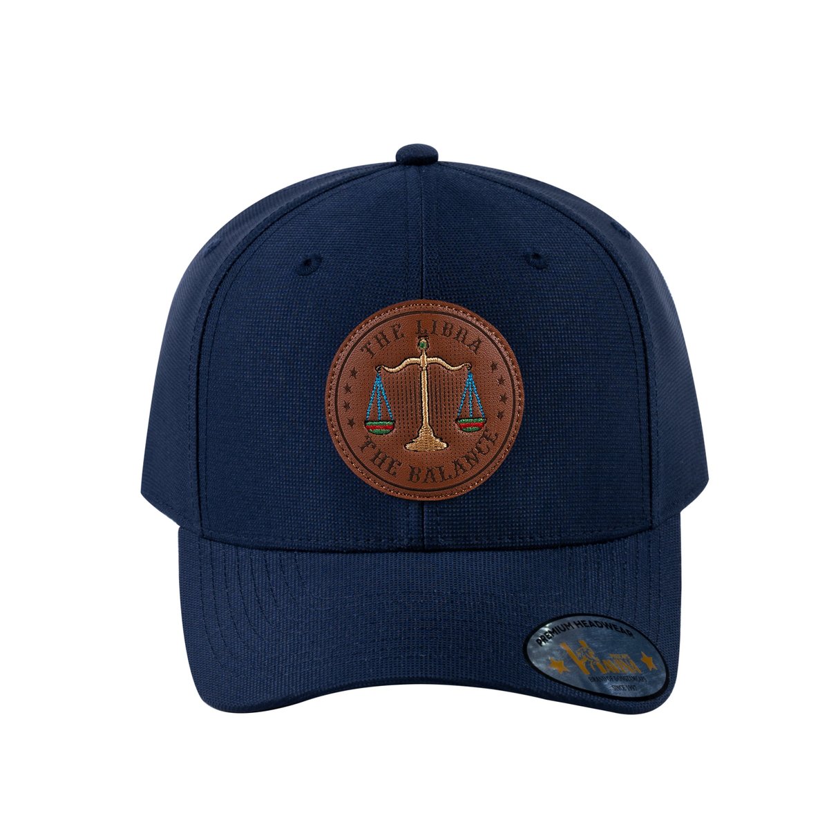 Unisex V2 Embroidered And Laser-Engraved Libra Zodiac (September 23, October 22), 6-Panel Baseball Cap, Navy/Navy, Adjustable Fit