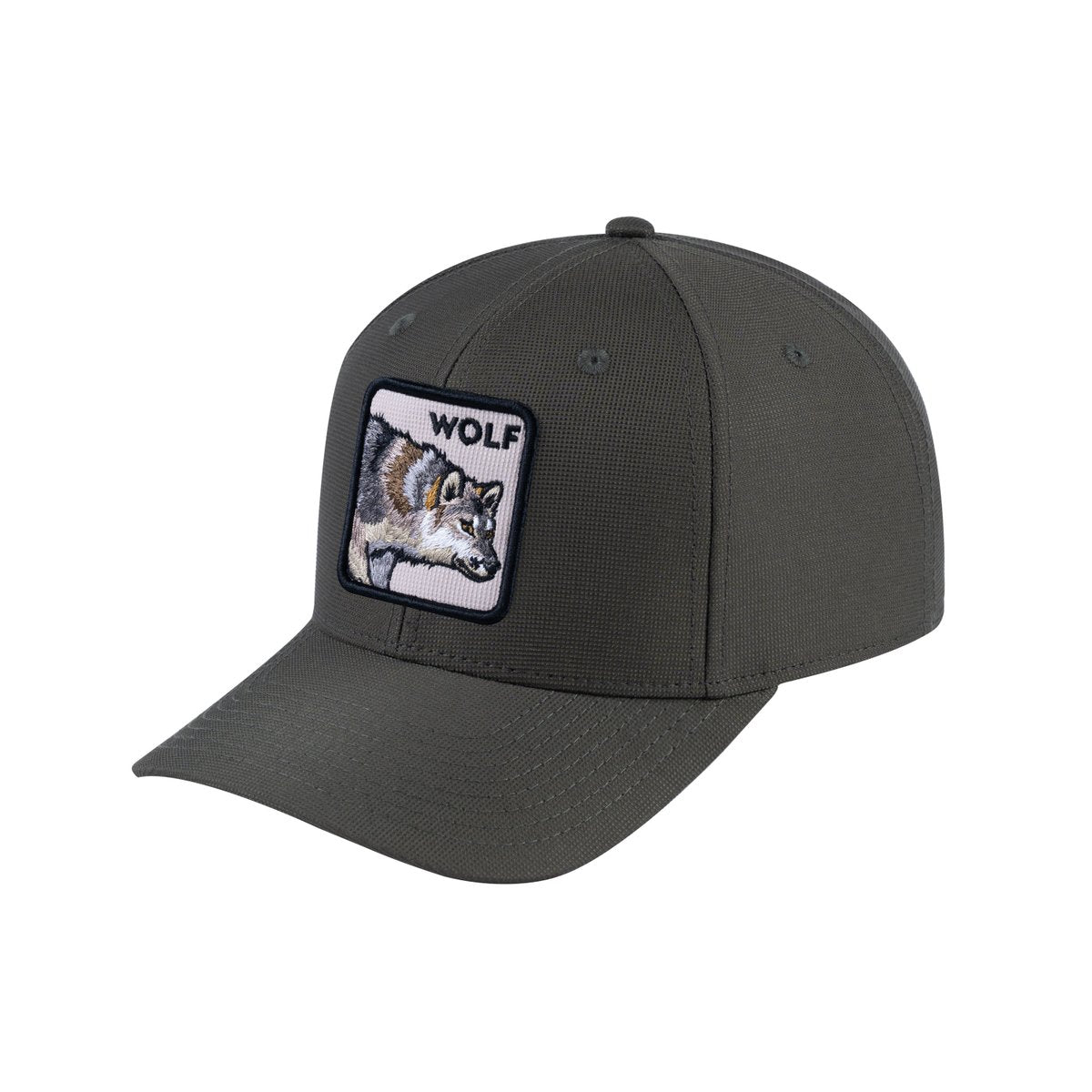 Unisex V2 Embroidered The Wolf, 6-Panel Baseball Cap, Olive/Olive, Adjustable Fit