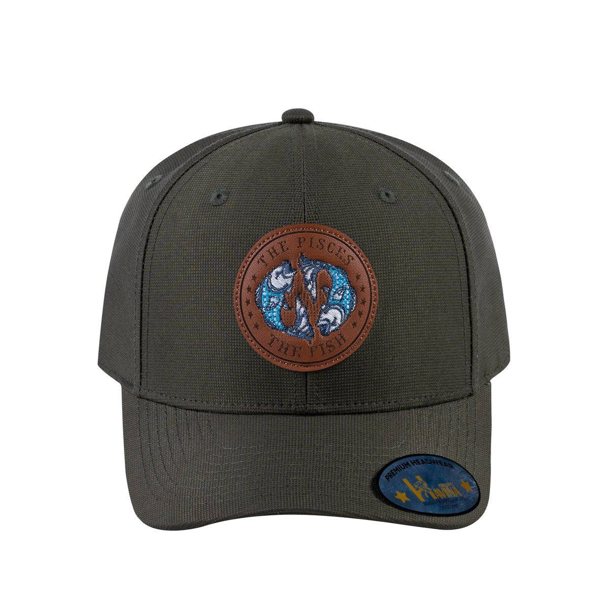 Unisex V2 Embroidered And Laser-Engraved Pisces Zodiac (February 19, March 20), 6-Panel Baseball Cap, Olive/Olive, Adjustable Fit