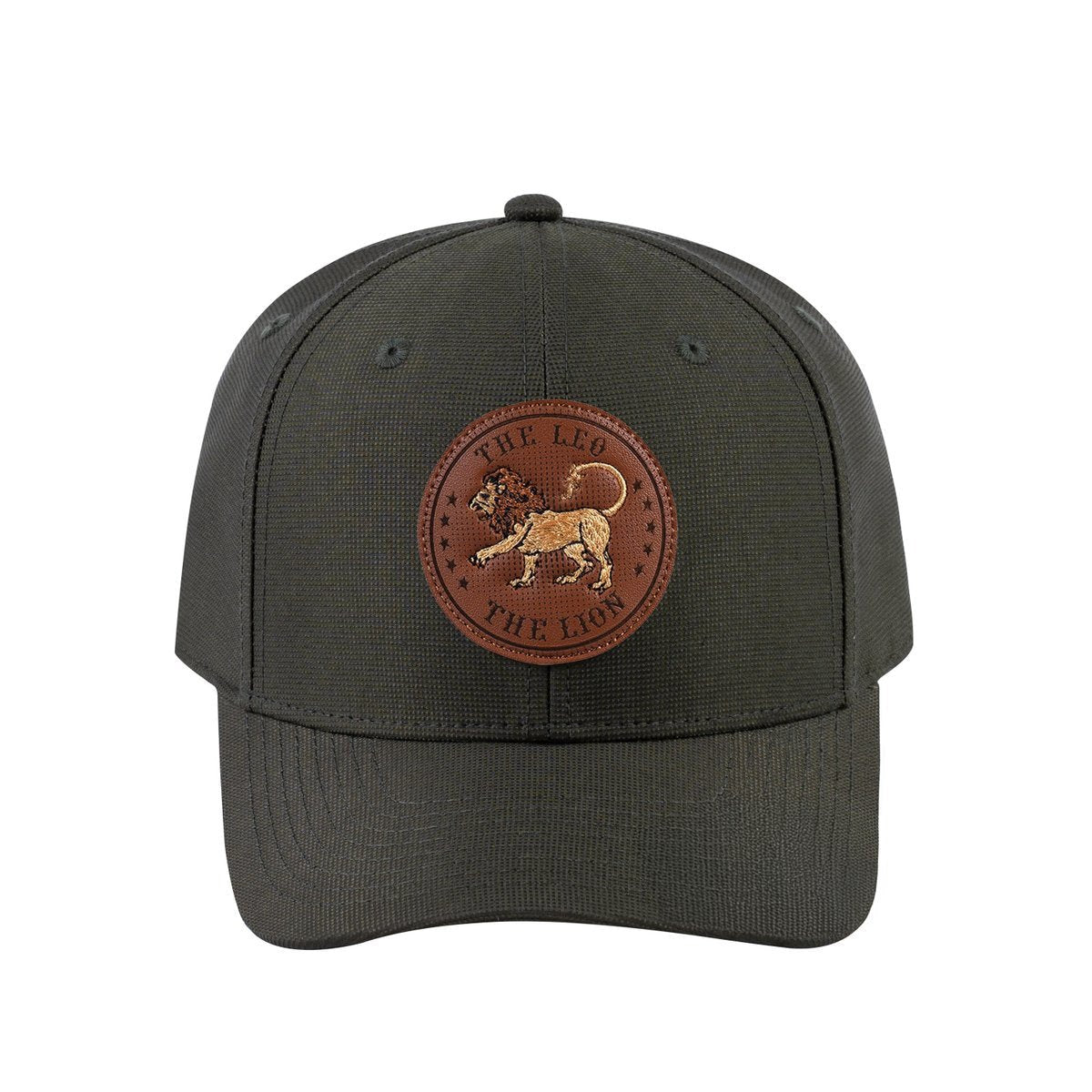 Unisex V2 Embroidered And Laser-Engraved Leo Zodiac (July 23, August 22), 6-Panel Baseball Cap, Olive/Olive, Adjustable Fit