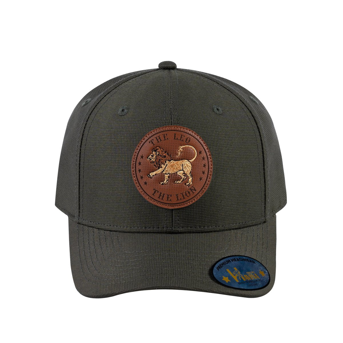 Unisex V2 Embroidered And Laser-Engraved Leo Zodiac (July 23, August 22), 6-Panel Baseball Cap, Olive/Olive, Adjustable Fit