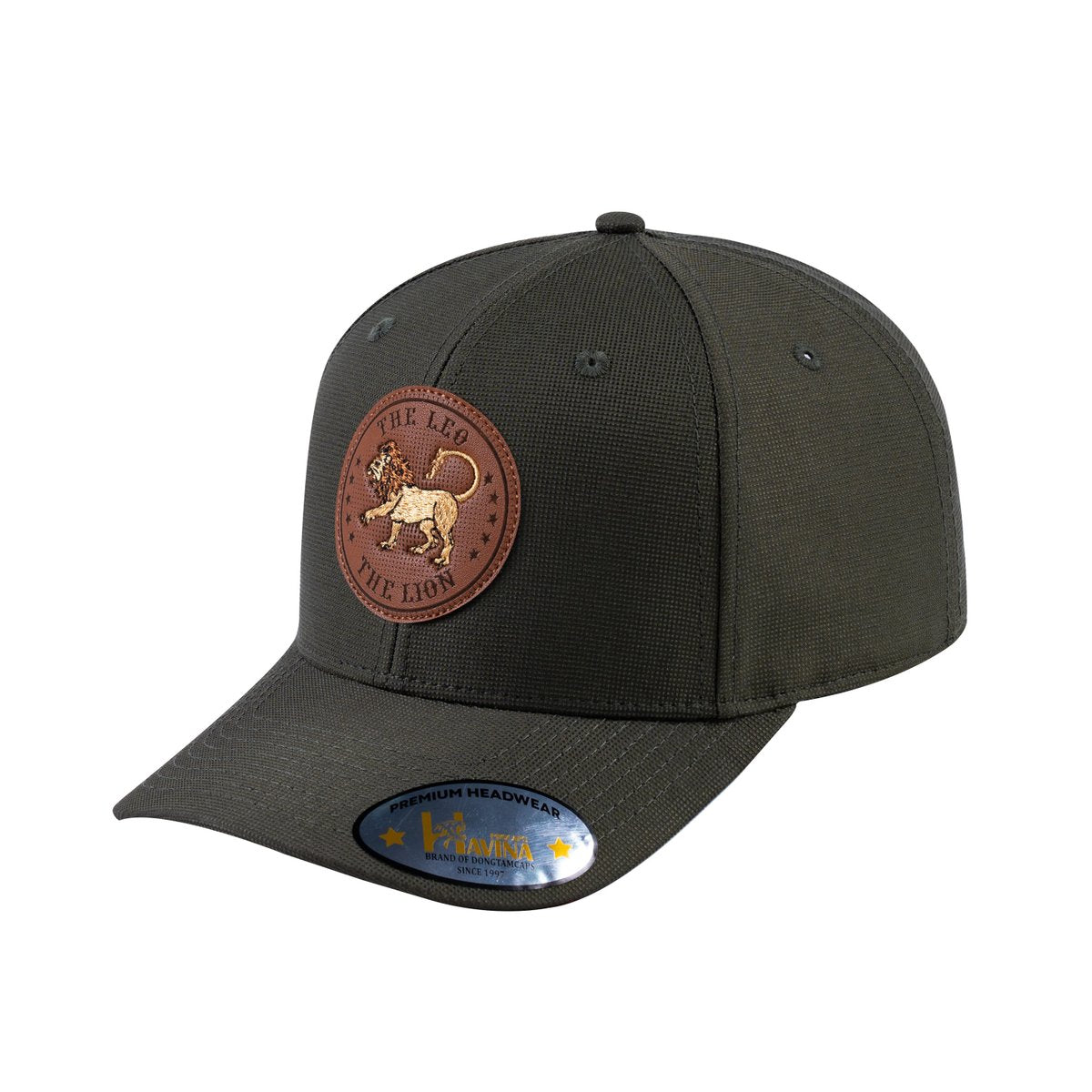 Unisex V2 Embroidered And Laser-Engraved Leo Zodiac (July 23, August 22), 6-Panel Baseball Cap, Olive/Olive, Adjustable Fit