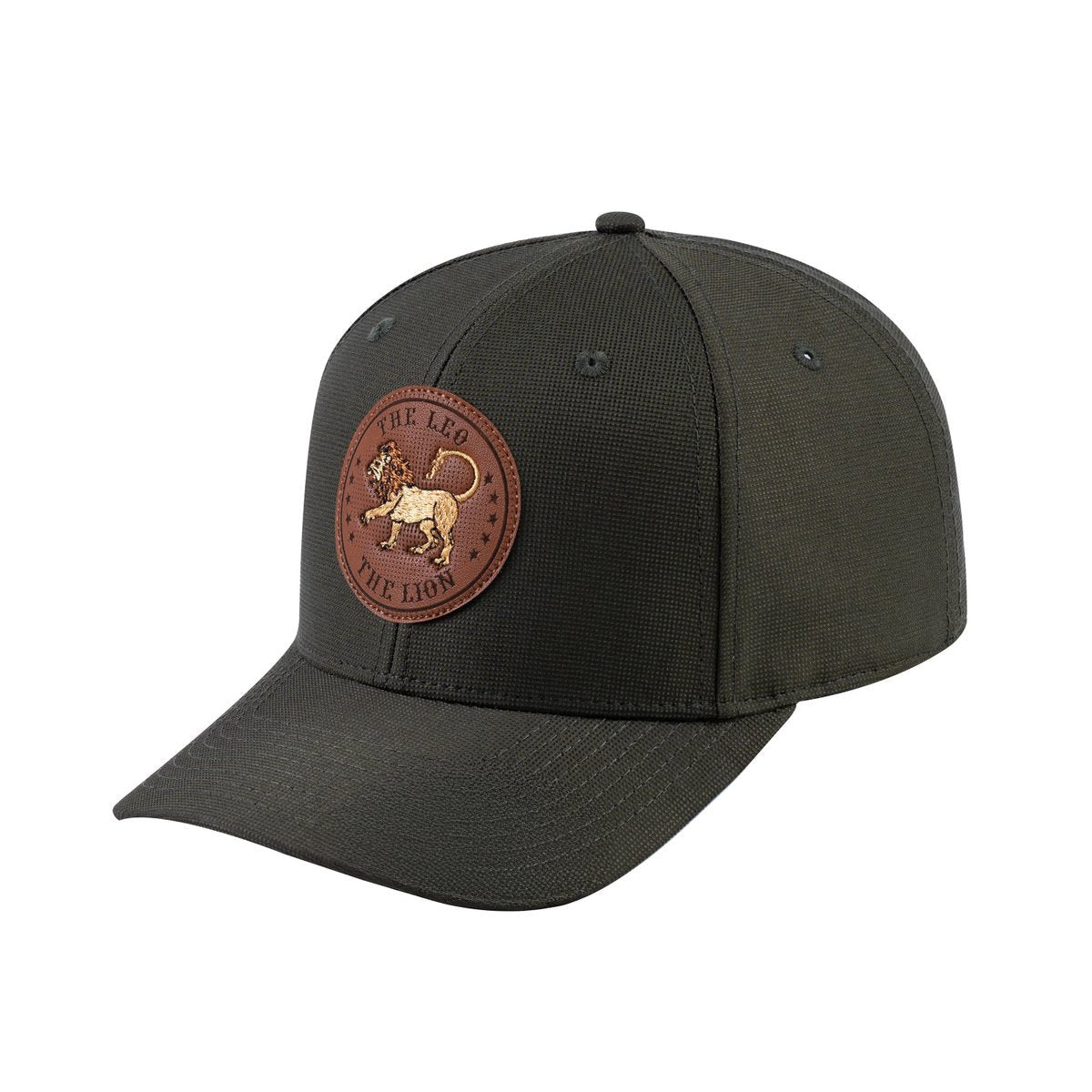 Unisex V2 Embroidered And Laser-Engraved Leo Zodiac (July 23, August 22), 6-Panel Baseball Cap, Olive/Olive, Adjustable Fit