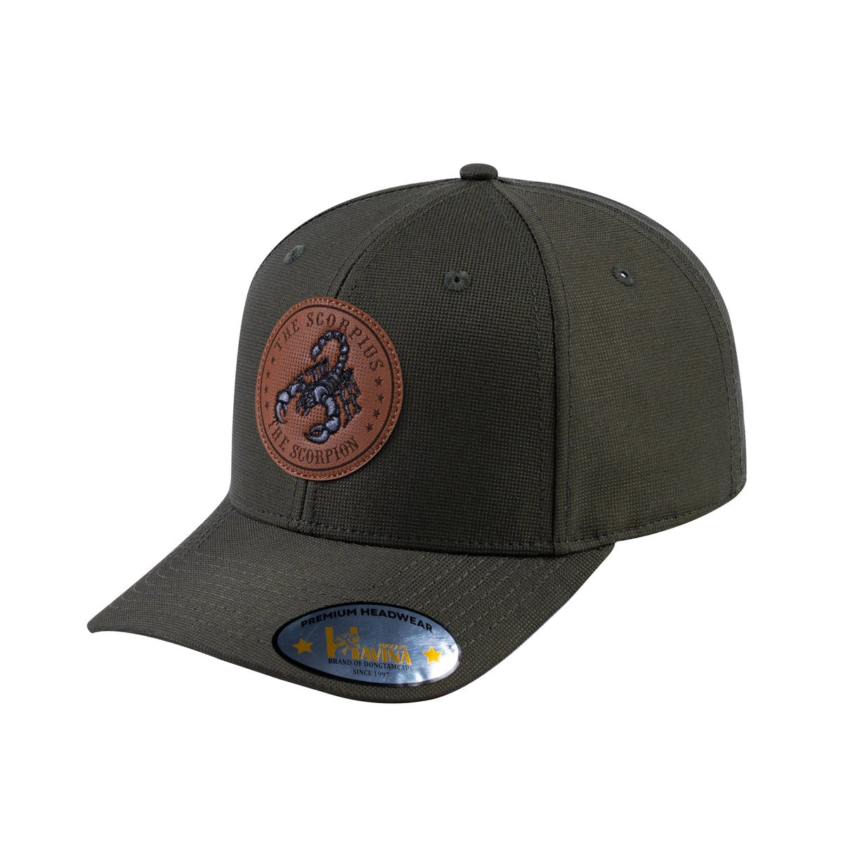 Unisex V2 Embroidered And Laser-Engraved Scorpius Zodiac (October 23, November 21), 6-Panel Baseball Cap, Olive/Olive, Adjustable Fit