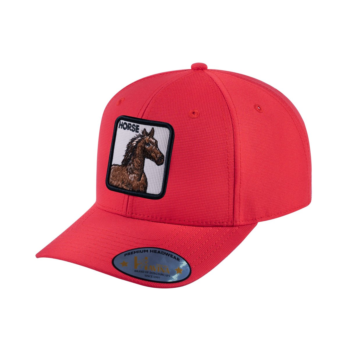 Unisex V2 Embroidered The Horse, 6-Panel Baseball Cap, Red/Red, Adjustable Fit