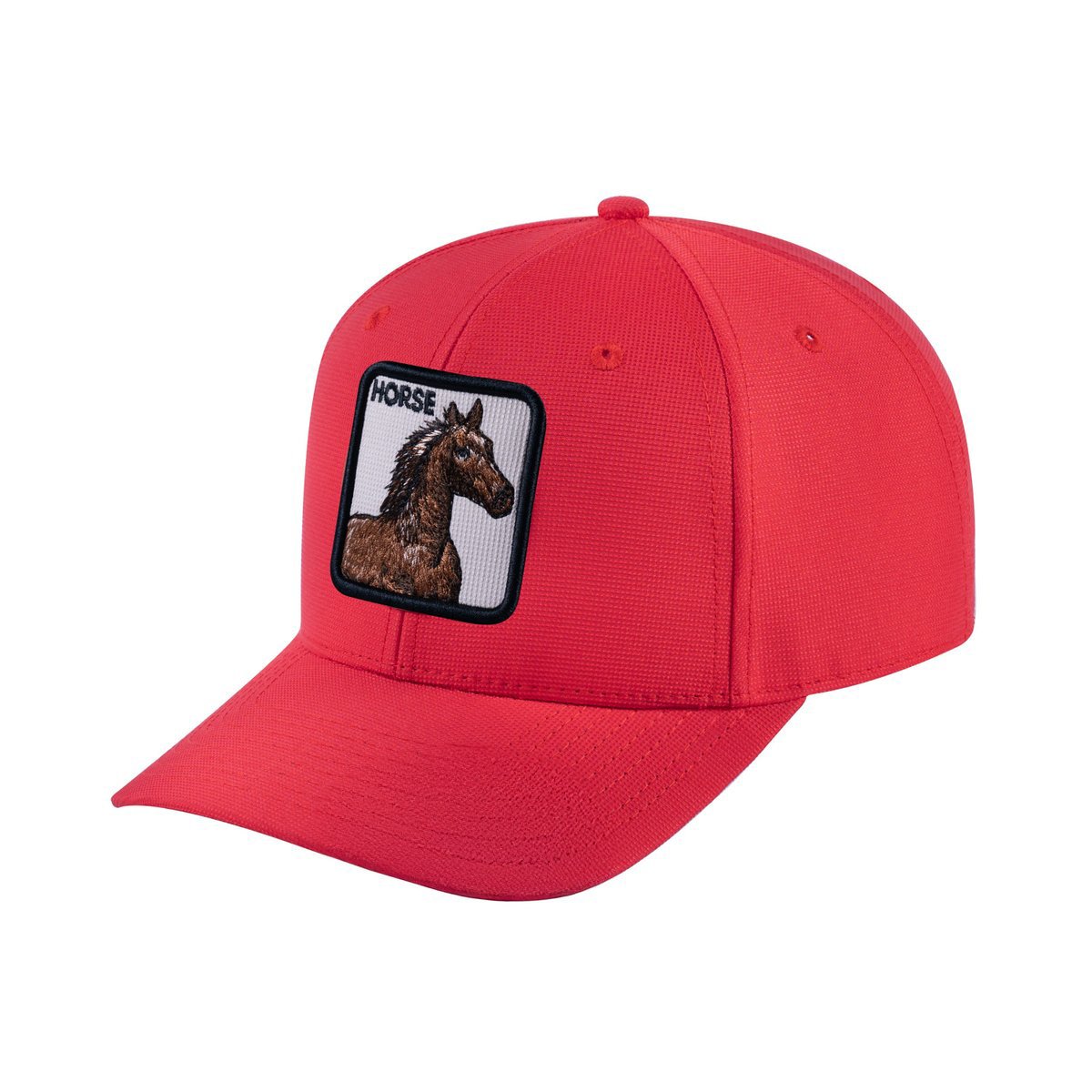 Unisex V2 Embroidered The Horse, 6-Panel Baseball Cap, Red/Red, Adjustable Fit