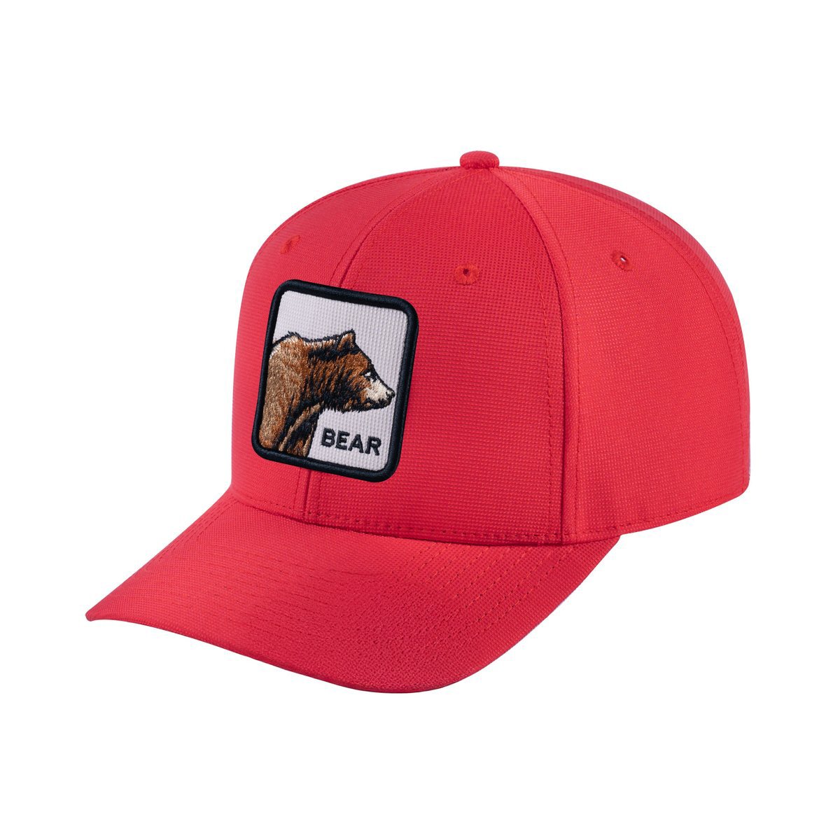 Unisex V2 Embroidered The Bear, 6-Panel Baseball Cap, Red/Red, Adjustable Fit
