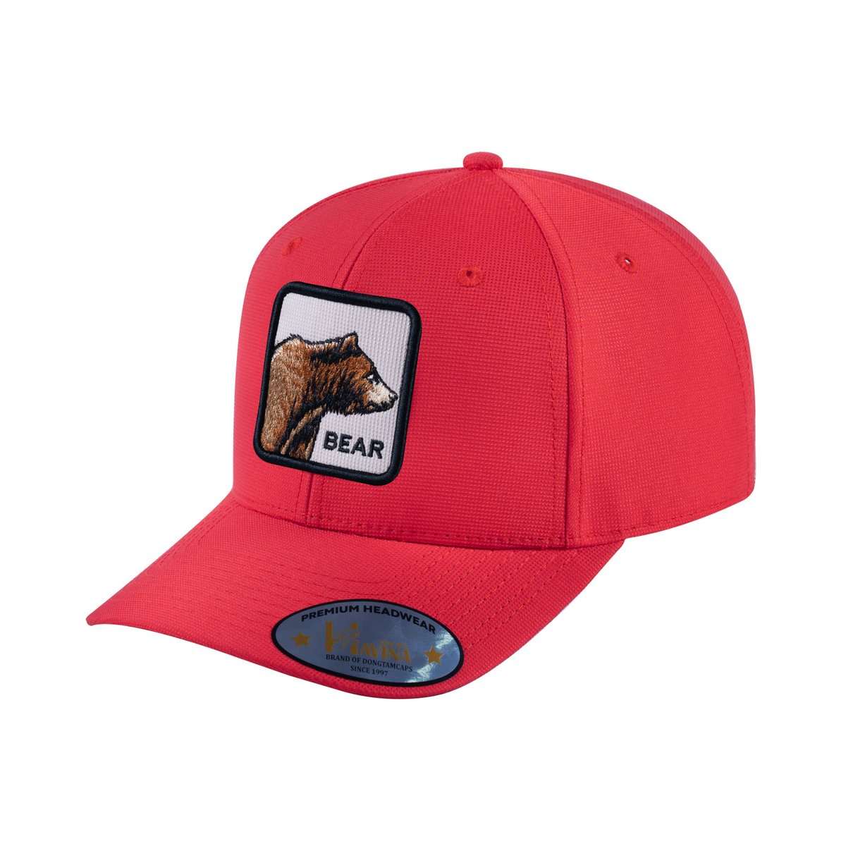 Unisex V2 Embroidered The Bear, 6-Panel Baseball Cap, Red/Red, Adjustable Fit