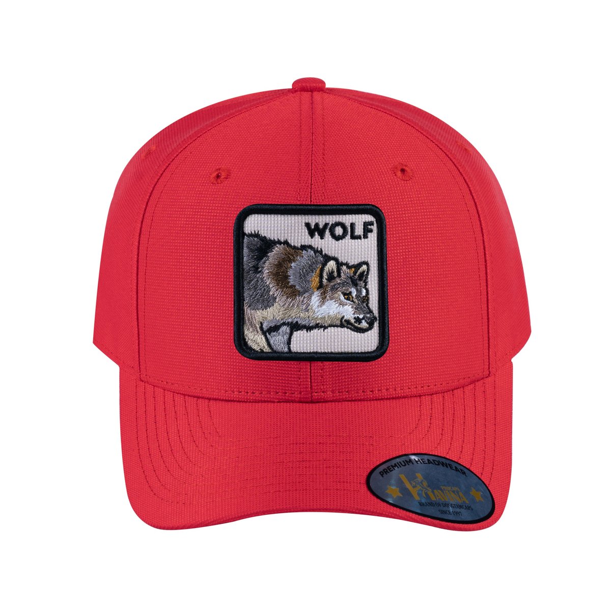 Unisex V2 Embroidered The Wolf, 6-Panel Baseball Cap, Red/Red, Adjustable Fit