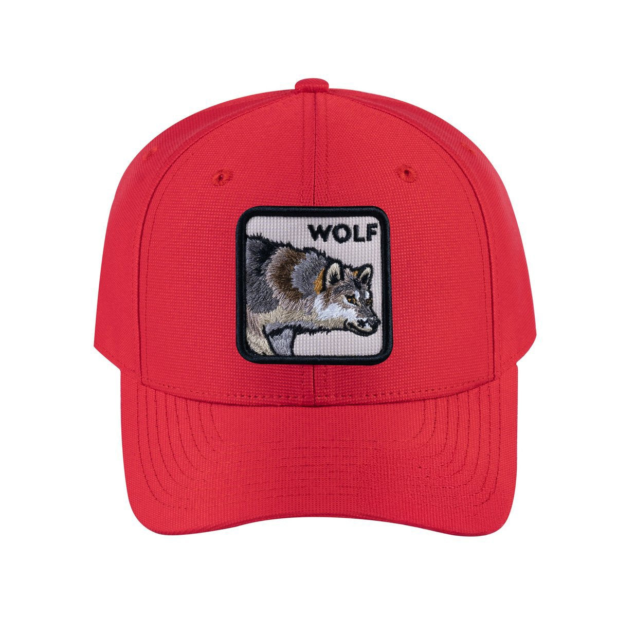 Unisex V2 Embroidered The Wolf, 6-Panel Baseball Cap, Red/Red, Adjustable Fit