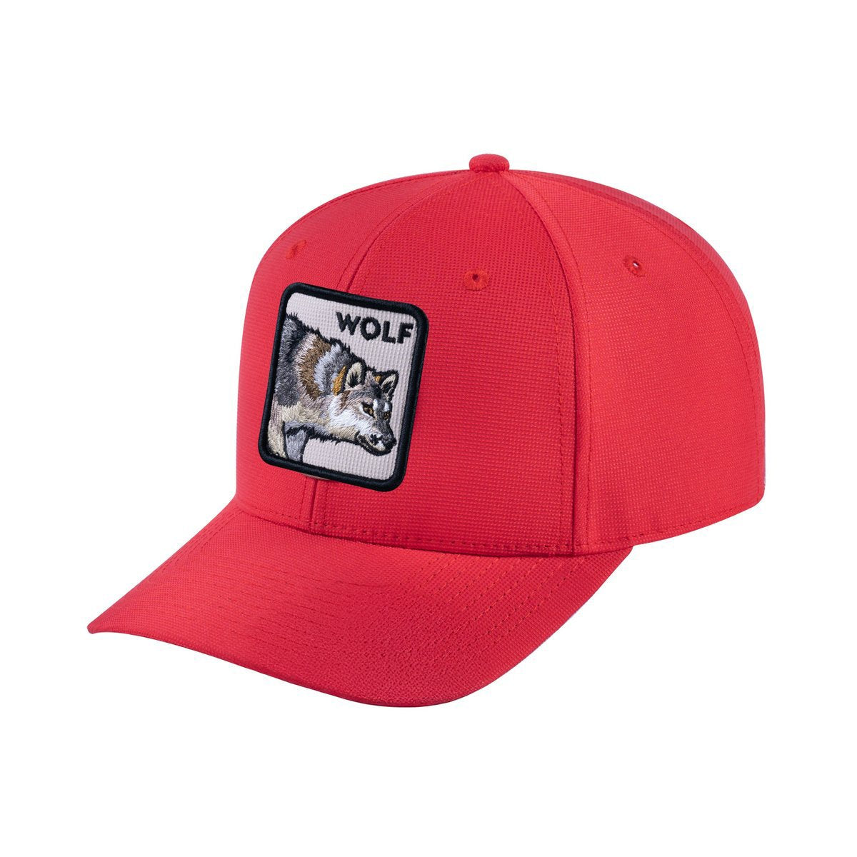Unisex V2 Embroidered The Wolf, 6-Panel Baseball Cap, Red/Red, Adjustable Fit