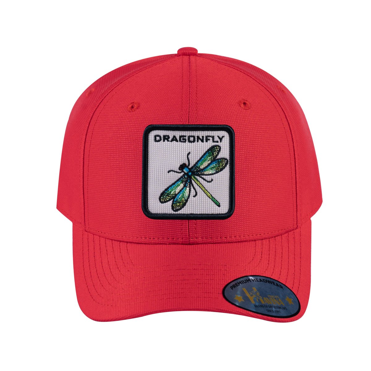Unisex V2 Embroidered The Dragonfly, 6-Panel Baseball Cap, Red/Red, Adjustable Fit