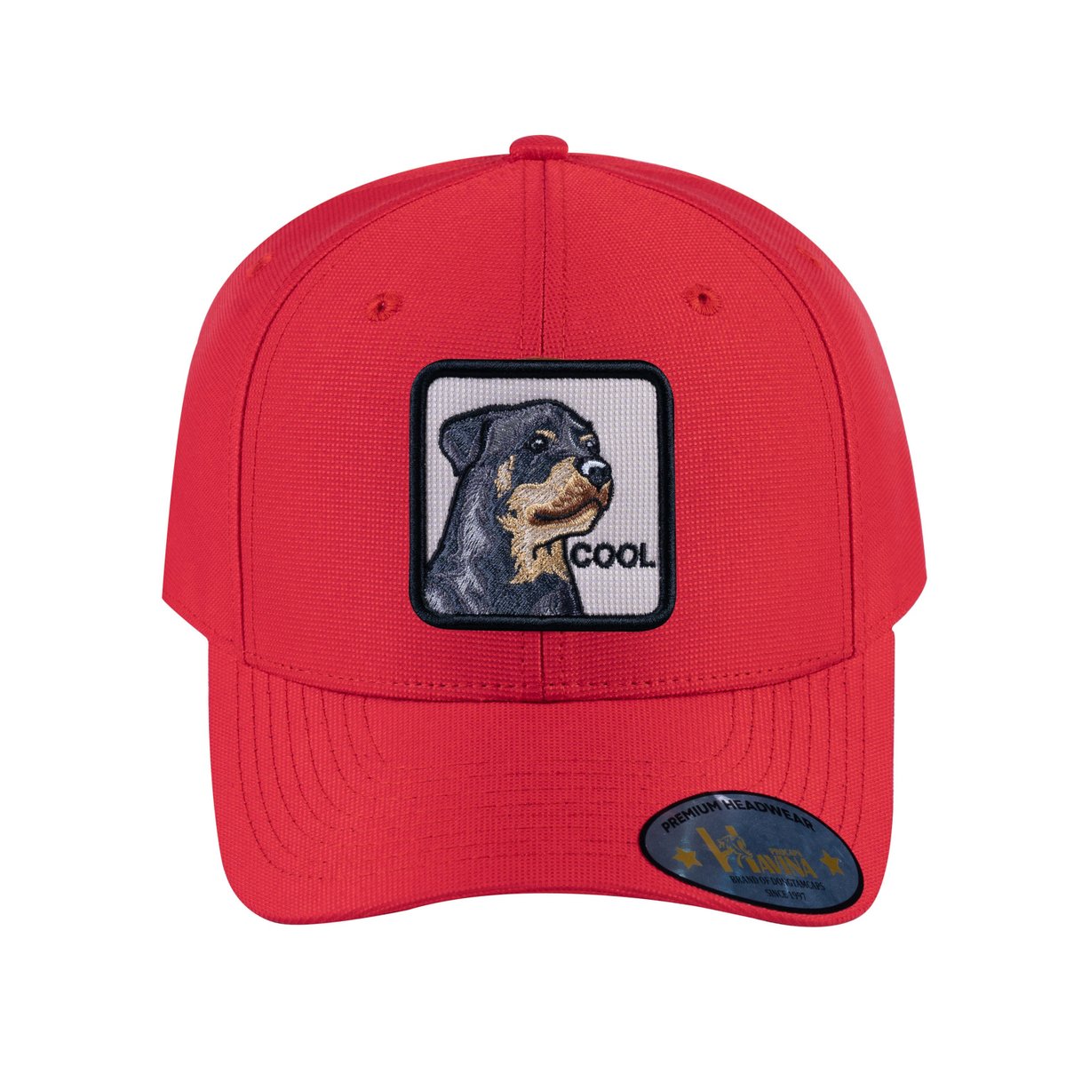 Unisex V2 Embroidered The Dog, 6-Panel Baseball Cap, Red/Red, Adjustable Fit