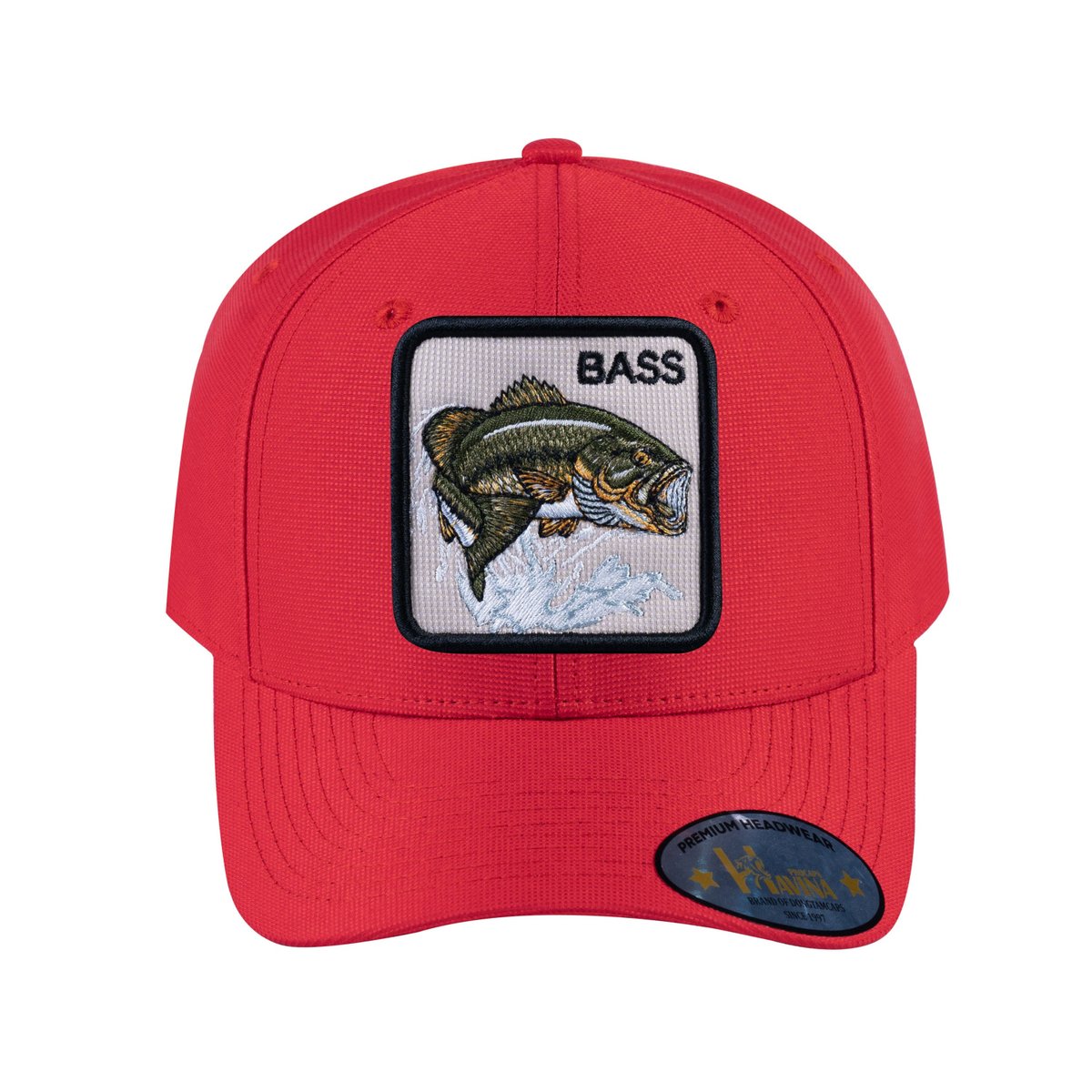 Unisex V2 Embroidered The Bass, 6-Panel Baseball Cap, Red/Red, Adjustable Fit
