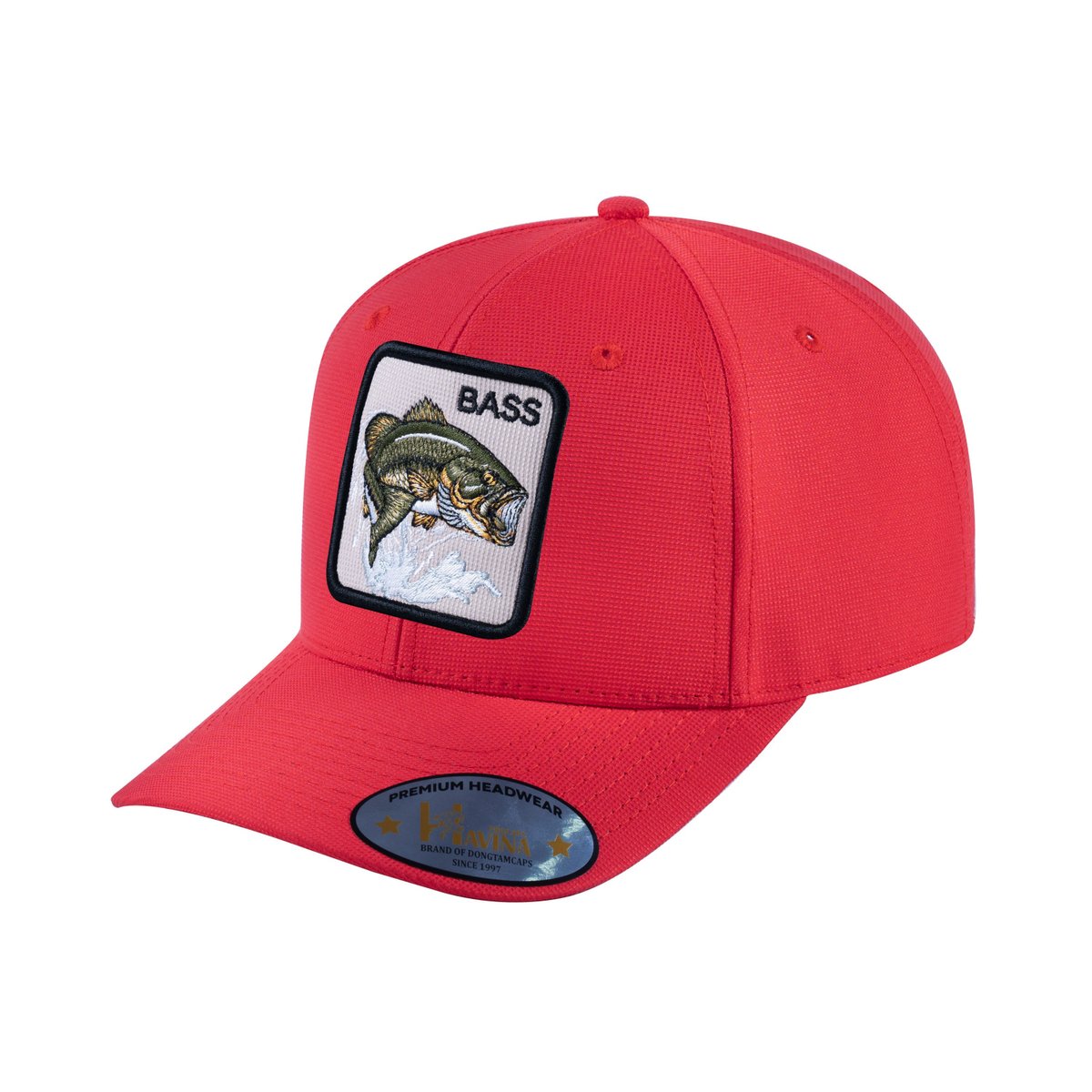 Unisex V2 Embroidered The Bass, 6-Panel Baseball Cap, Red/Red, Adjustable Fit