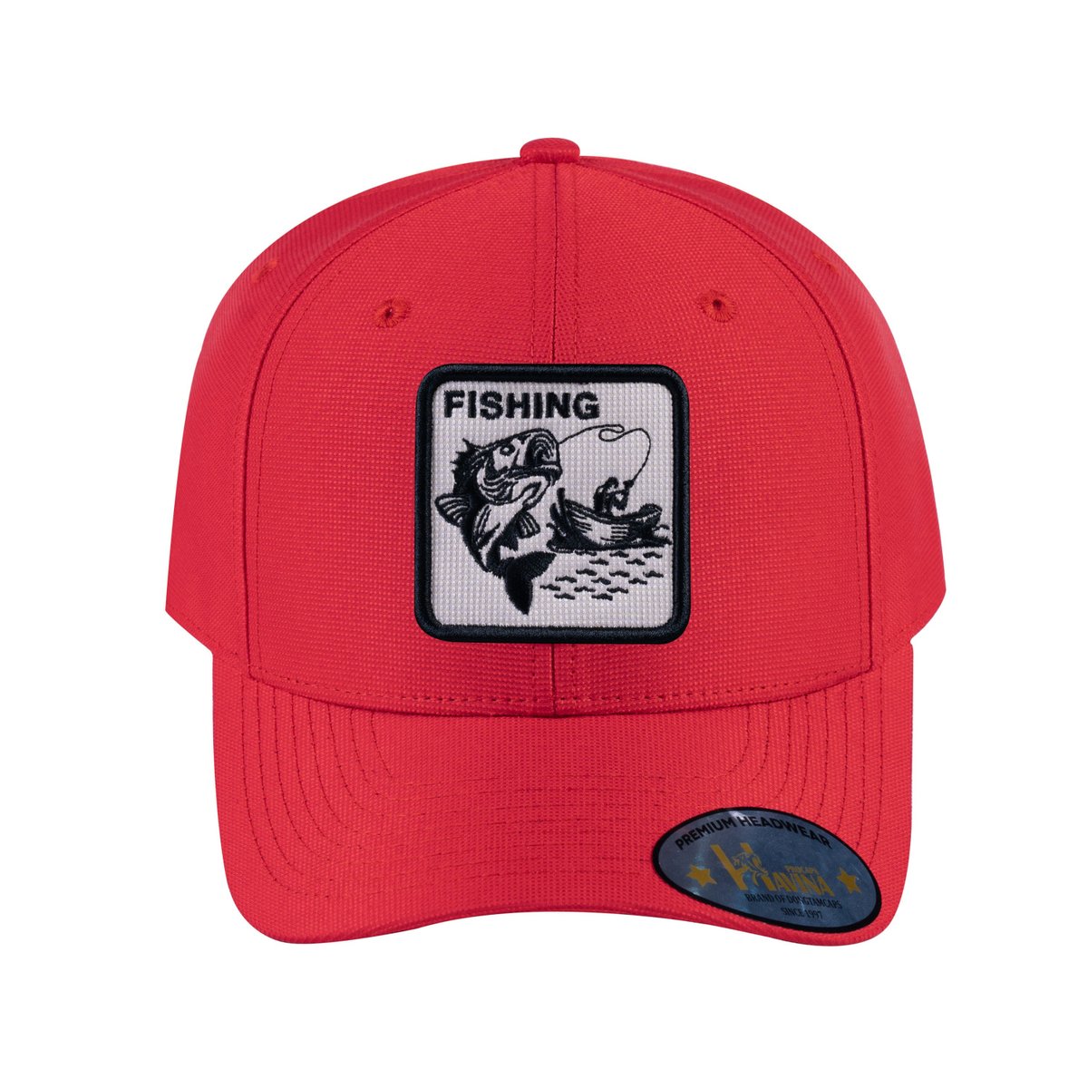Unisex V2 Embroidered The Fishing, 6-Panel Baseball Cap, Red/Red, Adjustable Fit