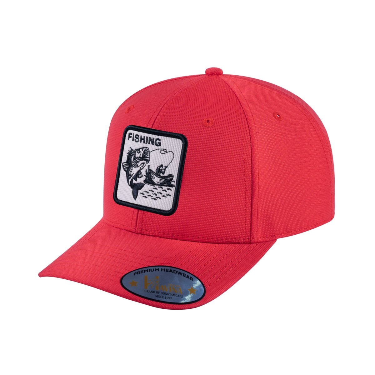 Unisex V2 Embroidered The Fishing, 6-Panel Baseball Cap, Red/Red, Adjustable Fit