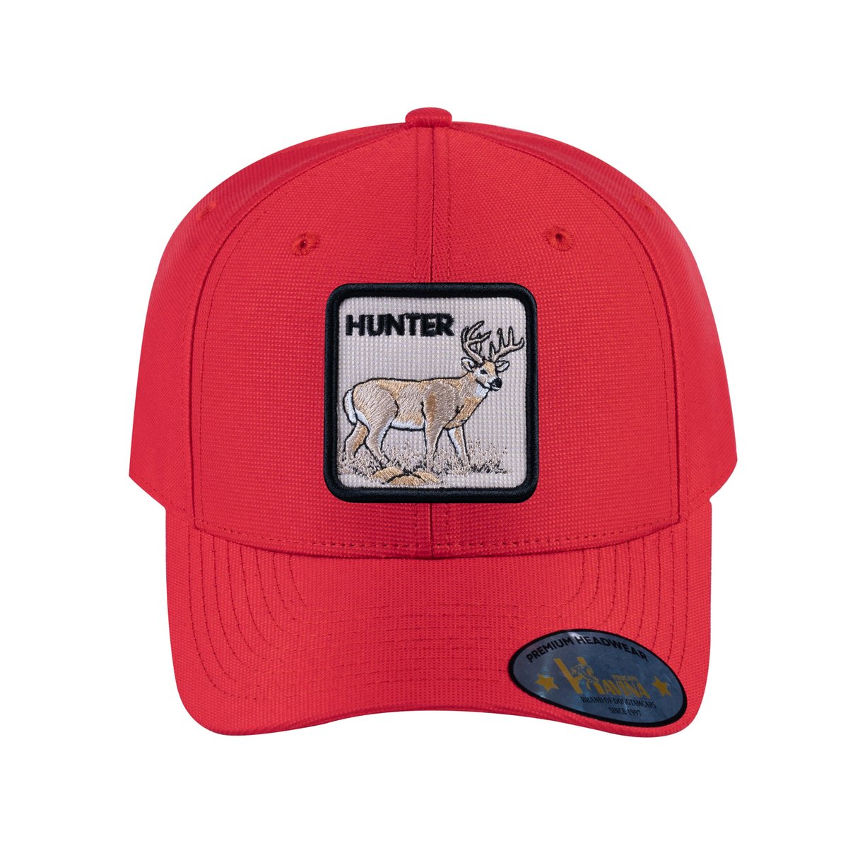 Unisex V2 Embroidered The Hunter, 6-Panel Baseball Cap, Red/Red, Adjustable Fit