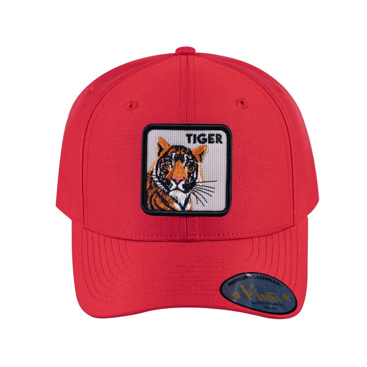 Unisex V2 Embroidered The Tiger, 6-Panel Baseball Cap, Red/Red, Adjustable Fit
