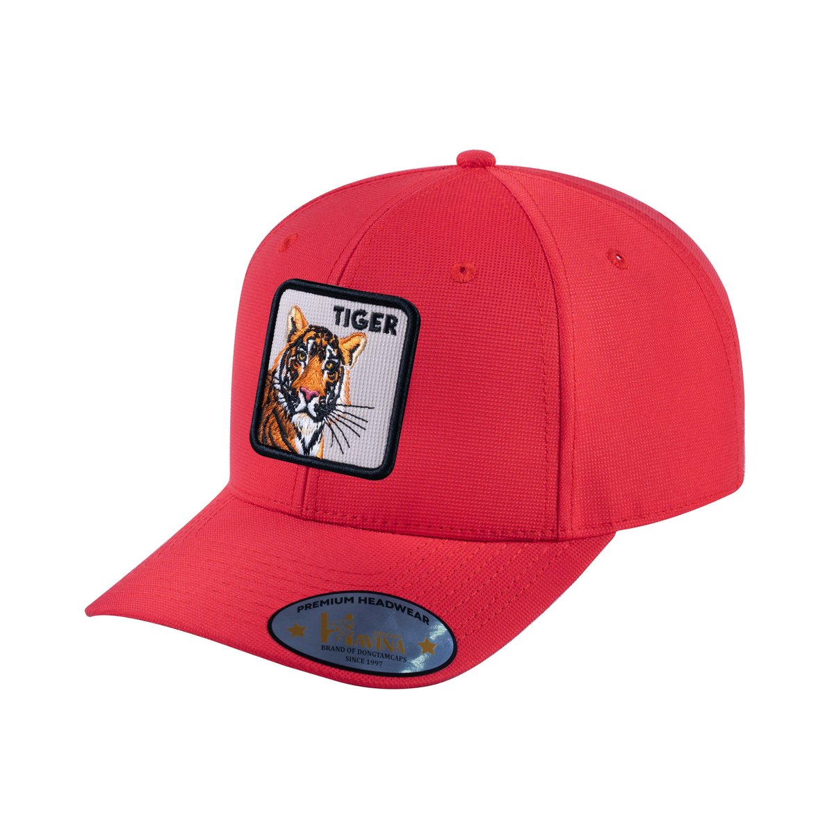 Unisex V2 Embroidered The Tiger, 6-Panel Baseball Cap, Red/Red, Adjustable Fit