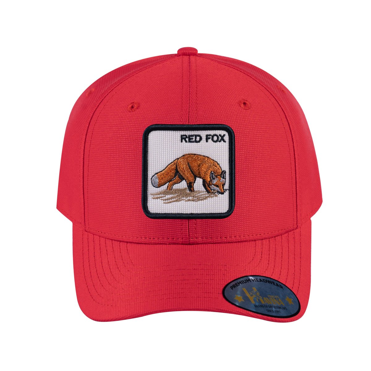 Unisex V2 Embroidered The Red Fox, 6-Panel Baseball Cap, Red/Red, Adjustable Fit