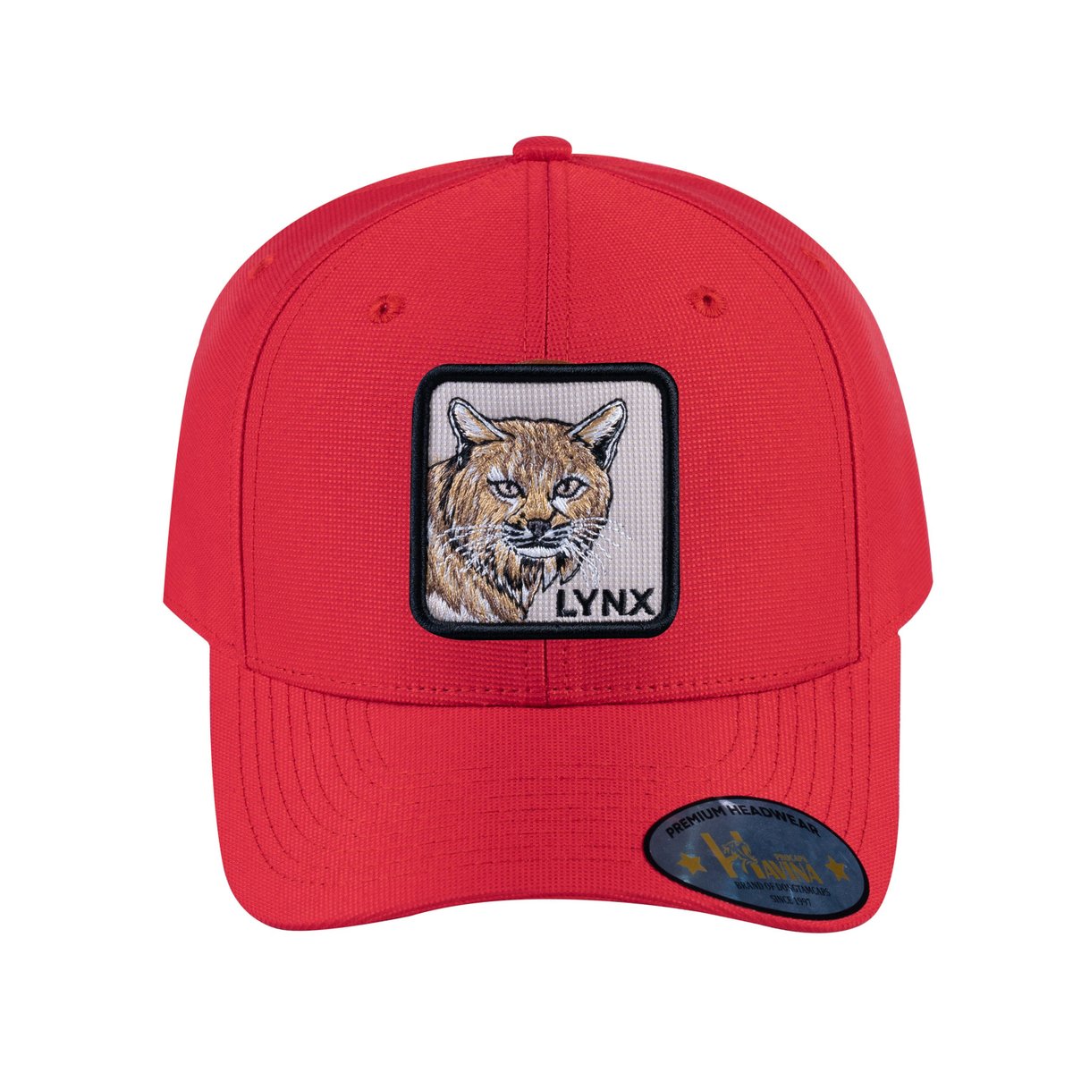 Unisex V2 Embroidered The Lynx, 6-Panel Baseball Cap, Red/Red, Adjustable Fit